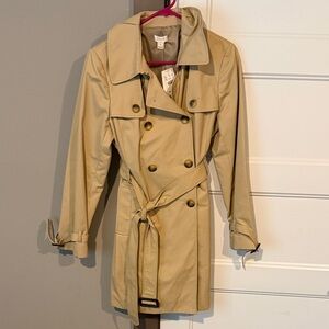 J. Crew Factory Khaki Double-Breasted Trench Coat with Belt